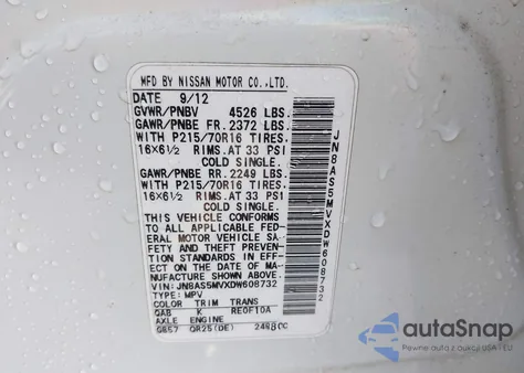 2013 Nissan Rogue S из США, поврежденный, VIN JN8AS5MVXDW608732